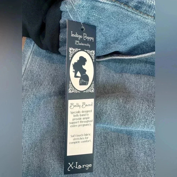 Indigo Poppy XL Maternity Jeans with Elastic Ankle and Belly Band - Picture 13 of 14
